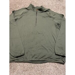 Merrell Mens Large Olive Green Ribbed Grid Quarter Zip Pullover Active Top L